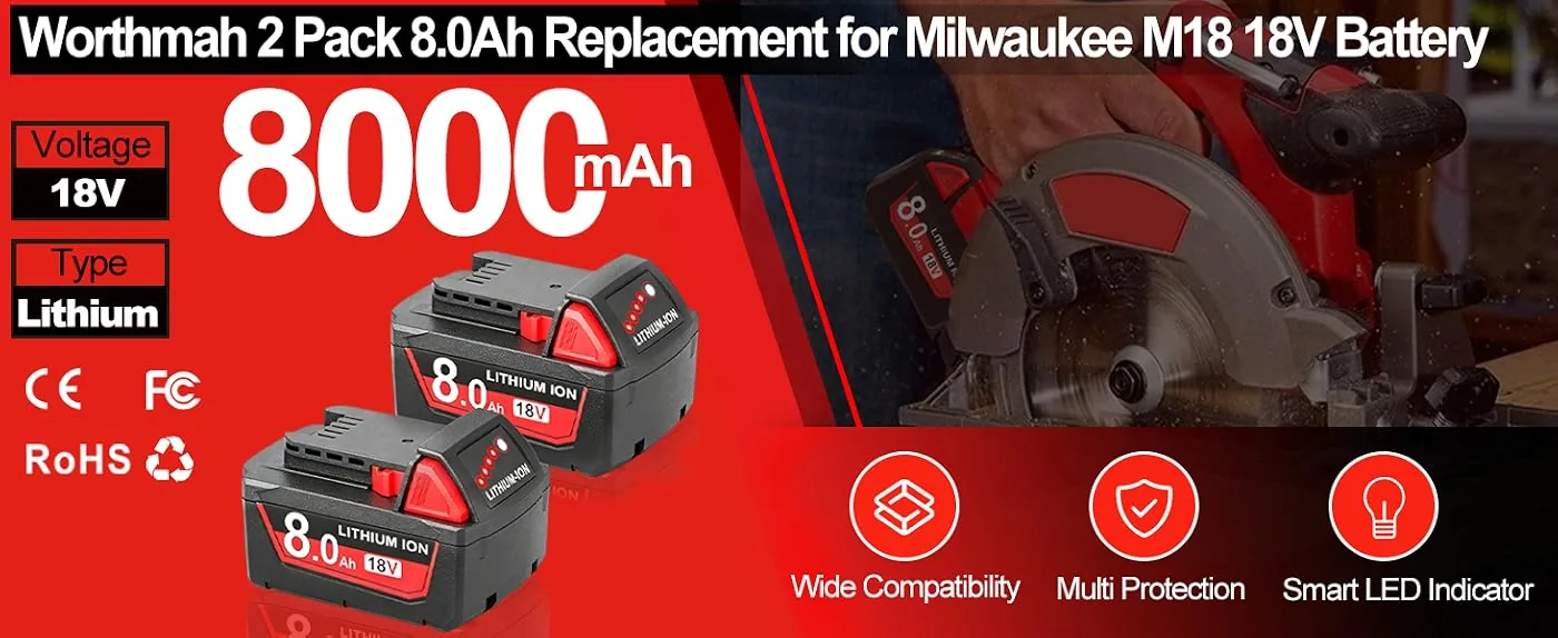 worthmah replacement for milwaukee battery content 0